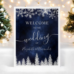 vinterbröllop med marinen Silver snö gräs Poster