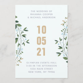 Vinterbröllop mellan blått och Guld Inbjudningar