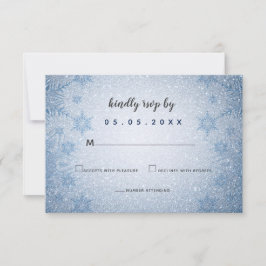 vinterbröllop mellan Glitter Blue Snöflingor OSA Kort