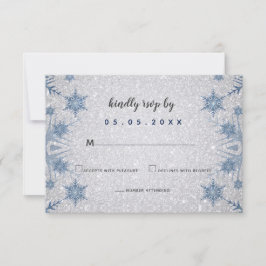 vinterbröllop mellan Glitter Blue Snöflingor OSA Kort