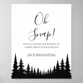 Vinterbröllop mellan Svarta och vita Gräs träd Poster