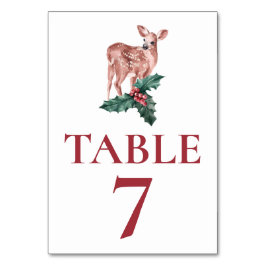 Vinterbröllop Rött Bordnummer Julhjort Bordsnummer