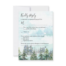 Vinterbröllop snö tallar svarskort