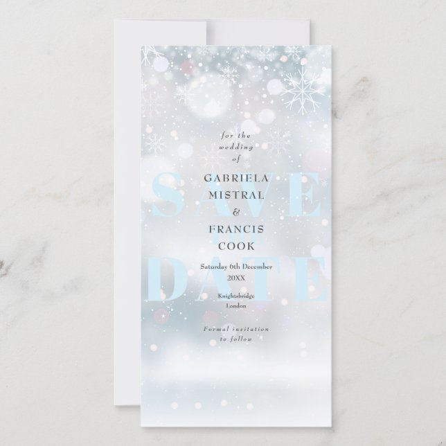 Vinterbröllop Snöflingor Spara Datum Datumet (Framsida)