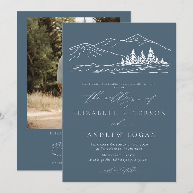Vinterbröllop | Tallskogs Rustika Berg Inbjudningar (Fram/baksida)