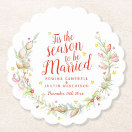 Vinterbröllop, vattenfärg gräs bär underlägg papper