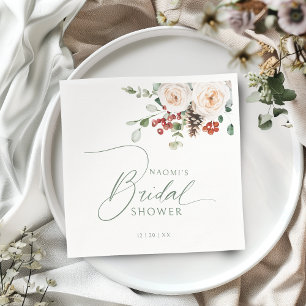 Vinterbröllopsfirande med blomsterprakt pappersservett