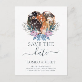 Vinterbröllopsfoto - hjärtform meddelande vykort