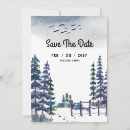 Vinterbröllopskort för bergbröllop Save the Date Inbjudningar
