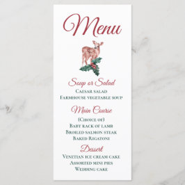 Vinterbröllopsmeny Julren Rödröd Blommigt Meny