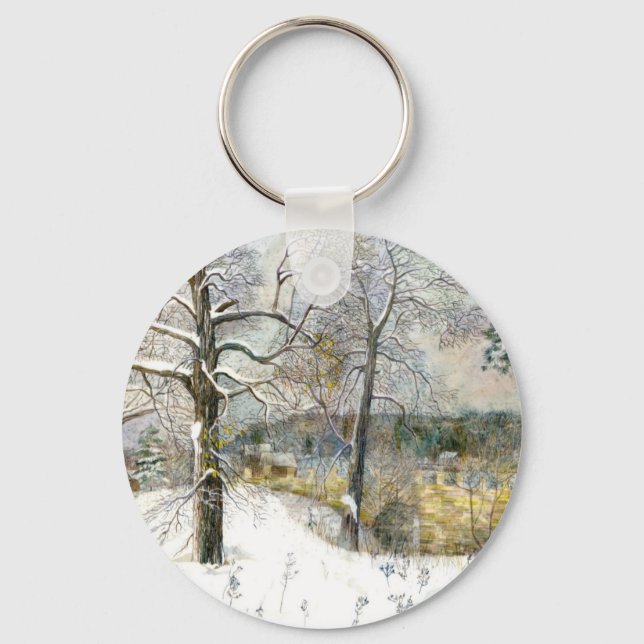 Vinterbrygga Vattenfärgmålning Nyckelring (Framsida)