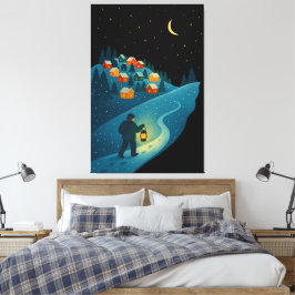 Vinterby Lantern Promenad Natt Inramad Canvas A