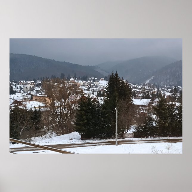 Vinterby Panorama - Landsbygd Landskap Rumänien Poster (Framsidan)