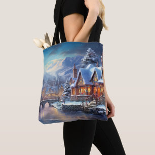 Vinterbyillustration Tygkasse