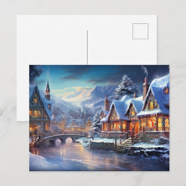 Vinterbyillustration Vykort (Fram/baksida)