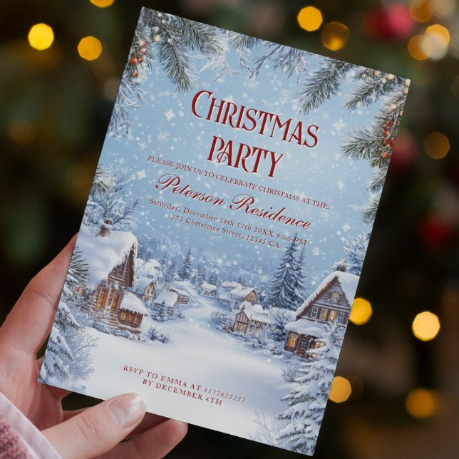 Vinterbyn och Snö jul Party Inbjudningar (Skapare uppladdad)