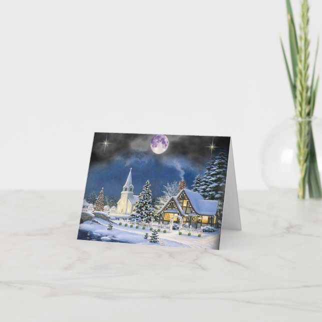 Vinterbyns julkort helgkort (Framsida)