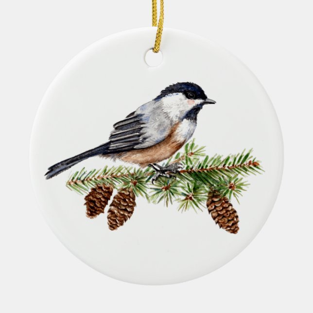 VinterChickadee Julgransprydnad Keramik (Framsidan)