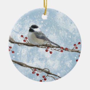VinterChickadeeprydnad Julgransprydnad Keramik