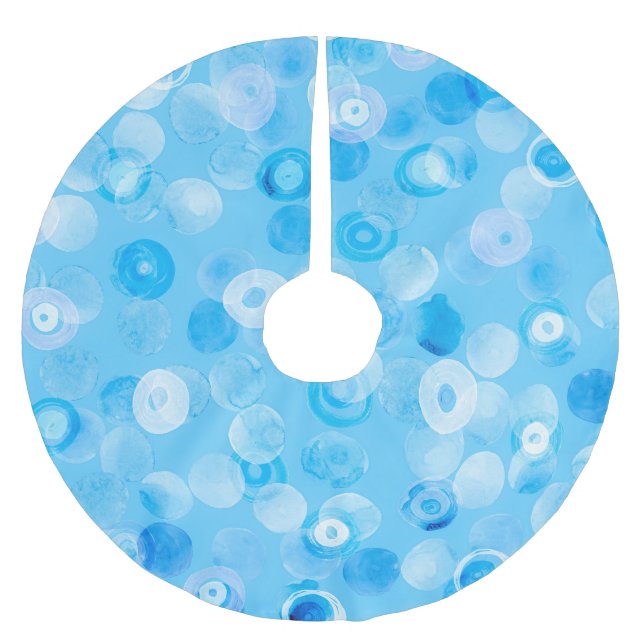Vintercirklar: Abstrakt Polka dots. Julgransmatta Borstad Polyester (Framsidan)