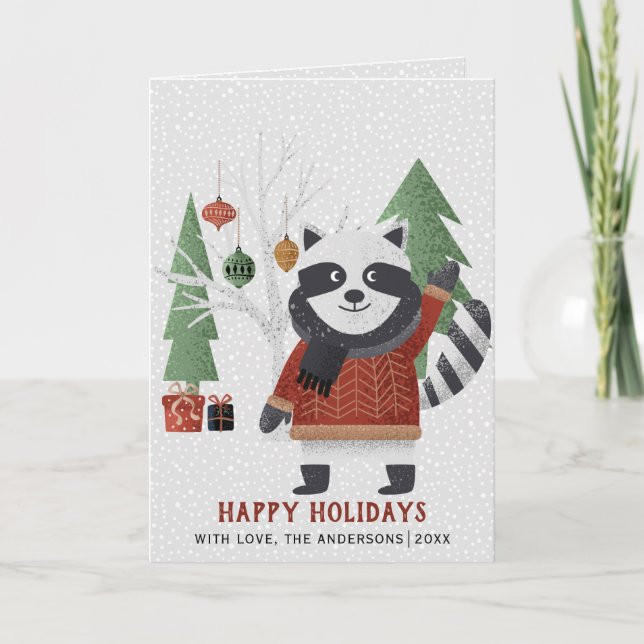 Vintercirkumfleon och träd julfoto vikta helgkort (Framsida)