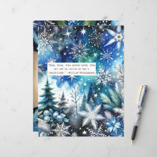 Vintercitat Blått Scrapbookpapper