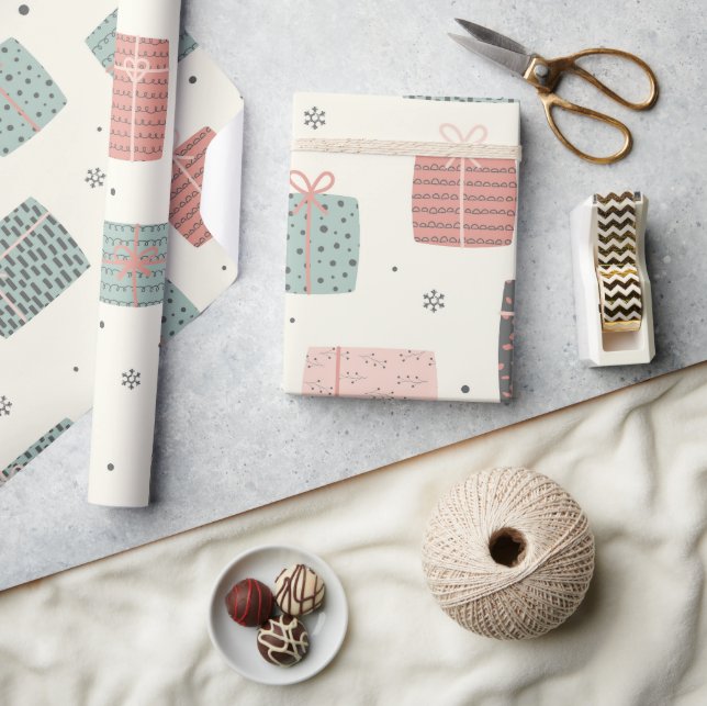 Vintercute Gifts Pastel Mönster jul Presentpapper (Hantverk)