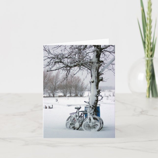 Vintercyklar i Snö Blank Notecards Kort (Framsida)