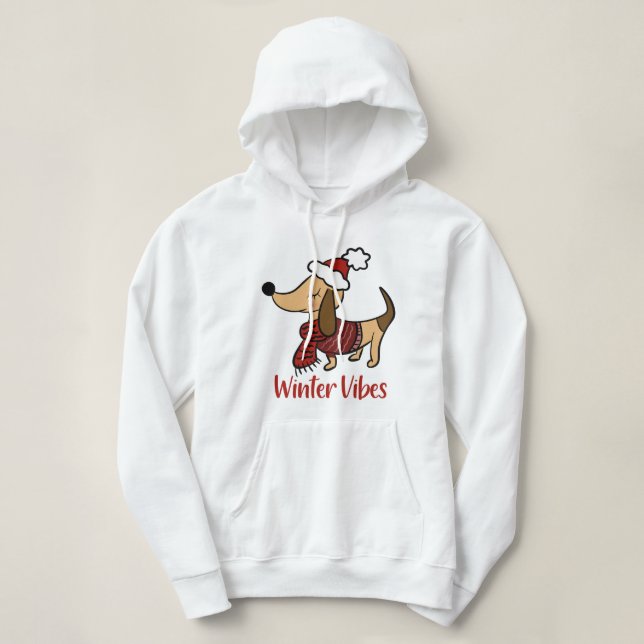 Vinterdackel hund t shirt (Design framsida)