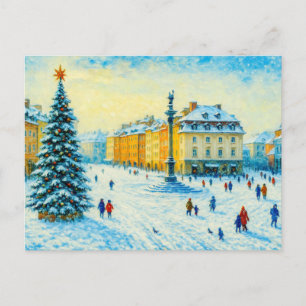 Vinterdag i Warszawa - oljemålning med jul Helg Vykort