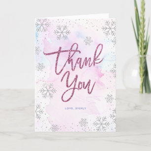 Vinterdagen Tack födelsedag Silver Magenta Glitter Kort