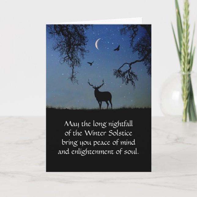 Vinterdagjämning Älg och halvmåne med korpar Kort (Framsida)