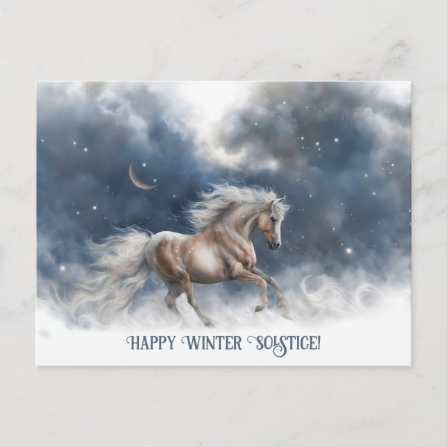 Vinterdagjämning Jul med häst och halvmåne Helg Vykort (Framsida)