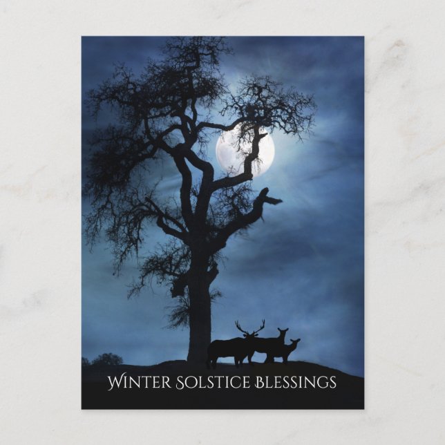 Vinterdagjämning Segen Älg och Måne   Vykort (Framsida)