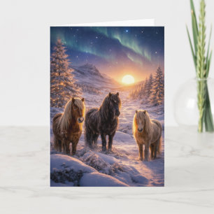 Vinterdagjämningens magi med isländska hästar helgkort