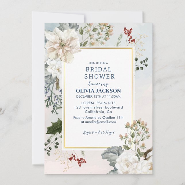 Vinterdammig snö i kärlek Möhippa Inbjudningar (Framsida)