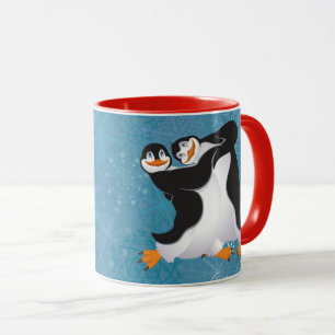 Vinterdansande pingvinmugg mugg