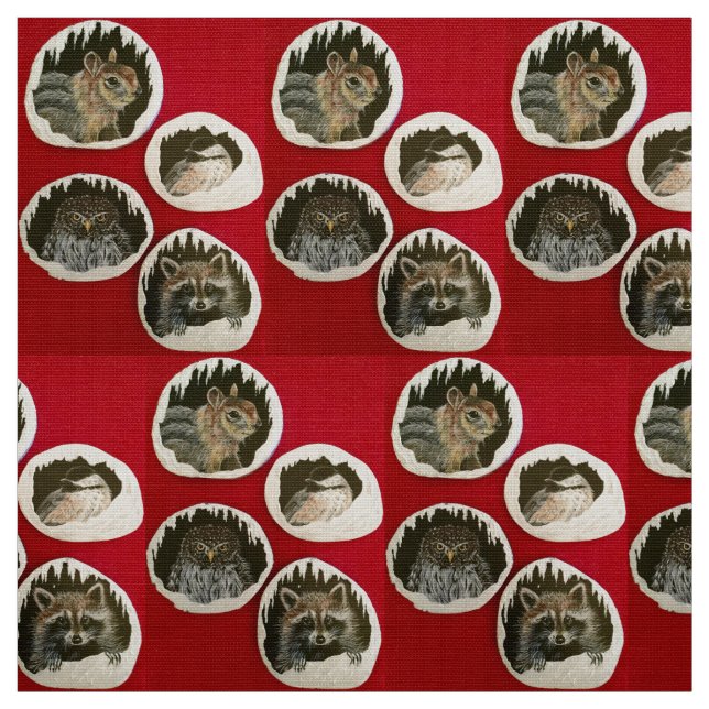 "Vinterdjur för Helgdag" Tyg (Provkarta)