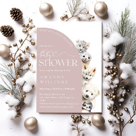 Vinterdjur Kön Neutral Flicka Shower Inbjudningar