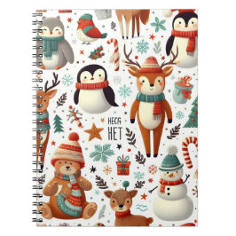 Vinterdjur Sömlösa Mönster Anteckningsbok