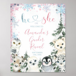 Vinterdjurens Gender visar att han eller hon Snöfl Poster