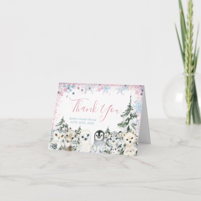 Vinterdjurets Gender visar att han eller hon Tack Kort (Framsida)