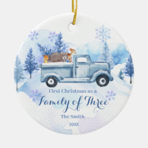 Vinterdjurets Snö-jul som en familj av tre Julgransprydnad Keramik