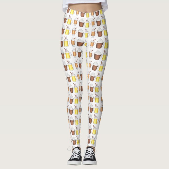 Vinterdrycker Egg Nog Rum Cocoa Helgdag Cocktails Leggings (Framsida)