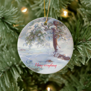Vinterdyll, god jul julgransprydnad keramik