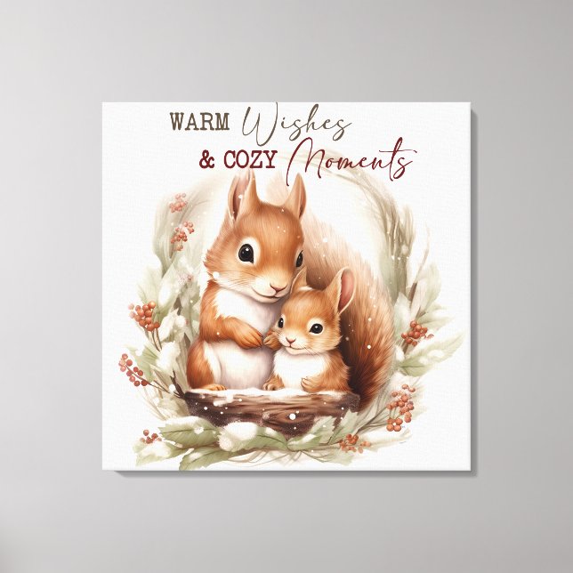 Vinterekorrar i skogen-julen canvastryck (Framsida)