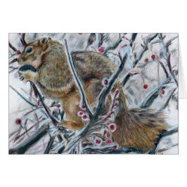 Vinterekorre i träd hälsningskort