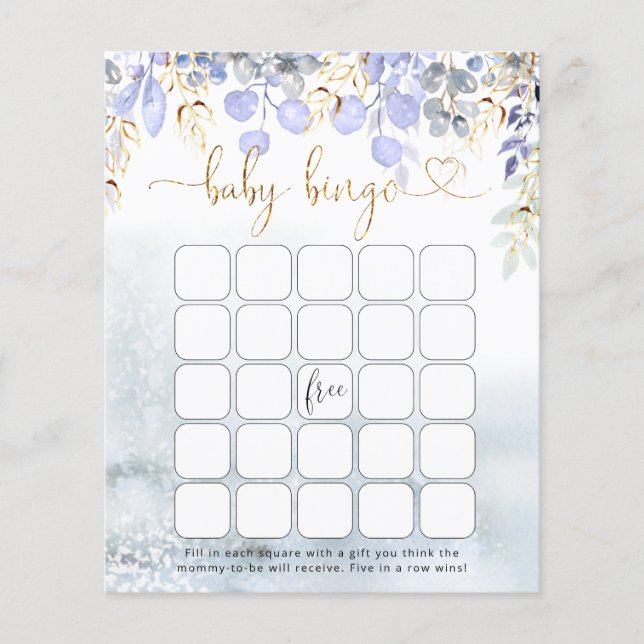 Vinterelefant babydusch Bingo Game (Framsida)