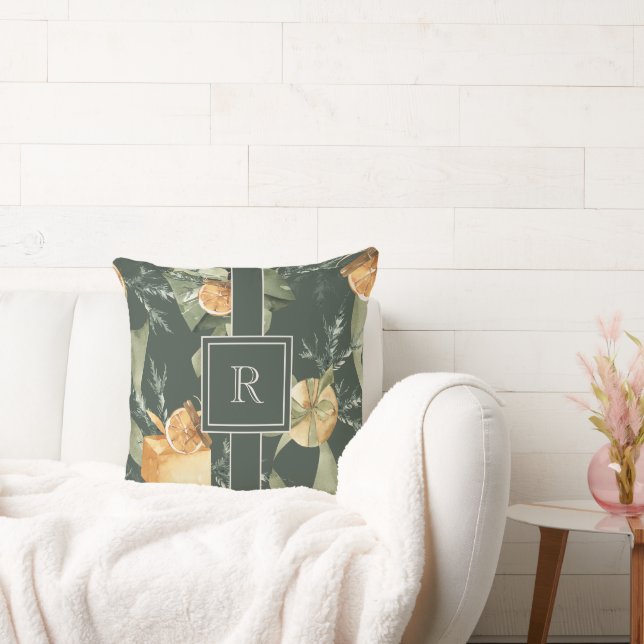 Vinterelegance: Watercolor Reversible Monogram Kudde (Soffa)