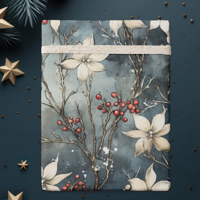 Vinter'embrace, White Poinsettia, jul Presentpapper (Skapare uppladdad)